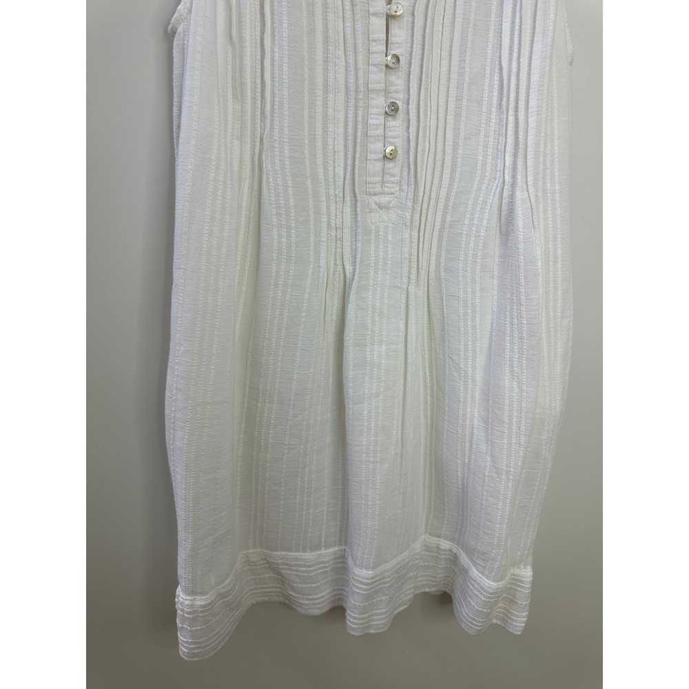 Faherty Isha Pintuck Organic Cotton Shift Dress Sleeveless White Women's Small - Picture 6 of 15
